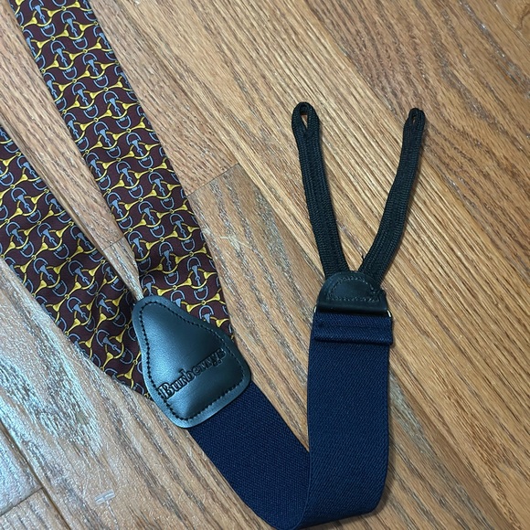 Vintage Burberrys Men's Patterned Suspenders Burgundy Gold & Silver Pelican USA - Picture 1 of 5